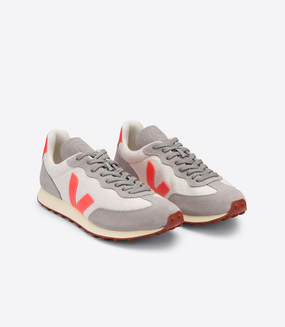 Veja Sneakers Mens - Rio Branco Hexamesh Gravel - Grey/Orange/White - 4108JCTFX